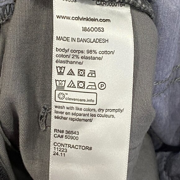 Calvin Klein Chino Pants Mens 36 x 30 Gray Slim Fit Straight Flex Waist Cotton - Picture 12 of 13